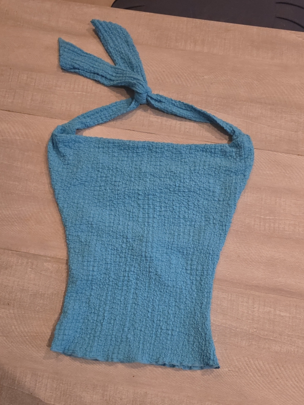 See You Monday Teal Textured Halter Camisole